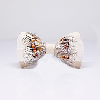 Feather Applique Bow Tie