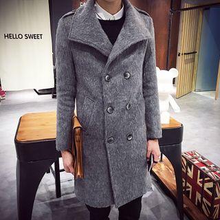 Woolen Double Breasted Long Coat