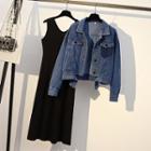 Denim Jacket / Sleeveless Midi Dress