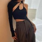 One Shoulder Asymmetrical Cutout Camisole Top With Arm Sleeve