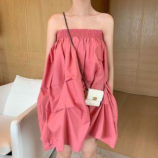 Spaghetti-strap Ruffled Plain Dress