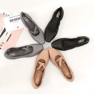 Cross-strap Faux-leather Flats