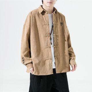Embroidered Frog-buttoned Shirt Jacket
