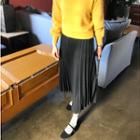 Wool Blend Accordion-pleats Skirt