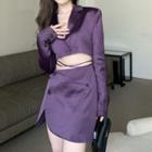 Set: Cropped Blazer + Button-up Mini A-line Skirt