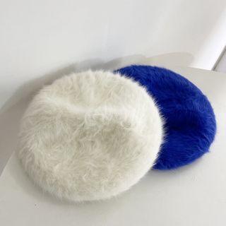 Applique Faux Fur Beret Hat
