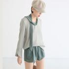 Set: Long-sleeve Top + Shorts + Scarf