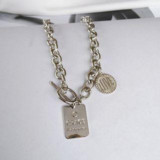 Alloy Tag Pendant Necklace 1 Piece - Necklace - Silver - One Size