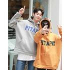 Brushed Fleece-lined Lettering Hoodie