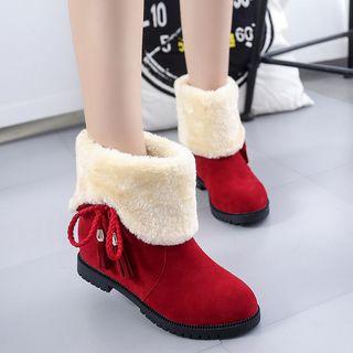 Fleece-lining Hidden-wedge Short Boots