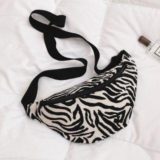 Zebra Print Canvas Sling Bag