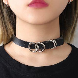 Interlocking Hoop Buckled Choker Black - One Size