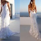 Spaghetti Strap Sheath Lace Wedding Gown