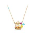 Fashion And Elegant Plated Gold Canary Bird Cage Necklace With Imitation Pearls Golden - One Size