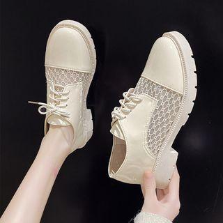 Pattern Panel Lace-up Shoes