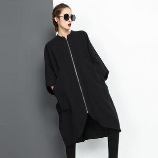 Lettering Batwing-sleeve Zip Jacket