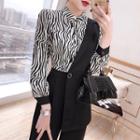 Long-sleeve Mock Two-piece Zebra Print Jumpsuit