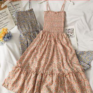 Sleeveless Floral Smocked Midi Dress In 6 Colors