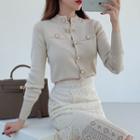 Crewneck Faux-pearl Cardigan Ivory - One Size