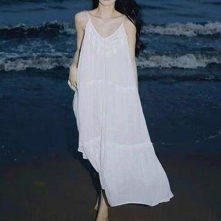 Sleeveless Plain A-line Sundress