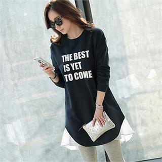 Ruffle-hem Lettering Pullover Dress