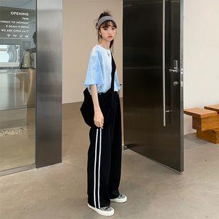 Elbow-sleeve Tie-dye T-shirt / Wide-leg Pants