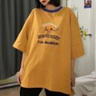 Elbow-sleeve Kangaroo Print T-shirt