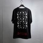 Wolf-printed Stitched T-shirt (black)