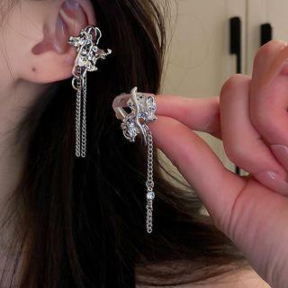 Irregular Alloy Fringed Earring 1 Pair - Clip On Earrings - Silver - One Size
