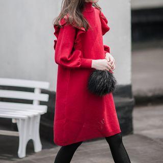 Family Matching Ruffle Long-sleeve Knit Dress