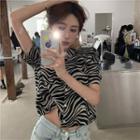 Short-sleeve Zebra Print Shirt Shirt - Zebra - One Size