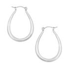 Oval Hoop Earrings (silver) One Size