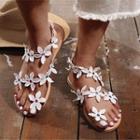 Flower Loop-toe Faux Leather Sandals