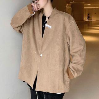 V-neck Faux-suede Jacket