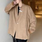 V-neck Faux-suede Jacket