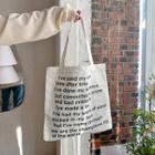 Letter-printed Cotton Shopper Bag White - One Size