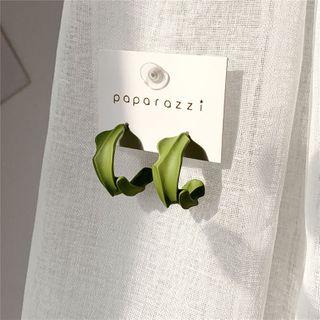 Alloy Leaf Open Hoop Earring 1 Pair - Green - One Size