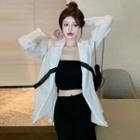 Long-sleeve Striped Sheer Blazer