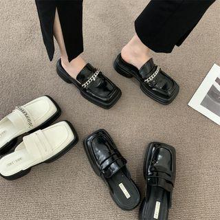 Platform Square Toe Loafer Mules