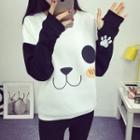 Panda Print Embroidered Pullover