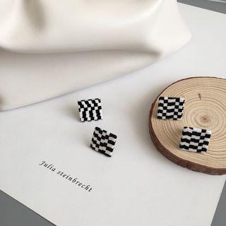 Plaid Ear Stud / Clip-on Earring