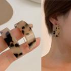 Leopard Print Resin Open Hoop Earring 1 Pair - Almond - One Size