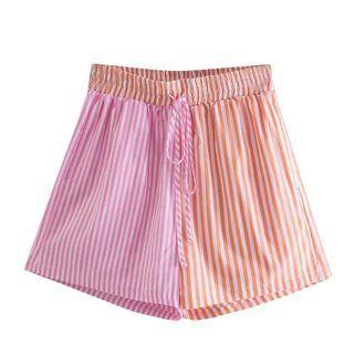 Paneled Striped Shorts