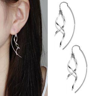 Alloy Swirl Fringed Earring 1 Pair - Silver - One Size