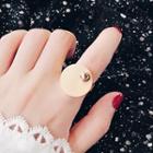 Geometric Brushed Metal Disc & Bead Open Ring Gold - One Size