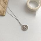 925 Sterling Silver Coin Pendant Necklace L164 - Silver - One Size
