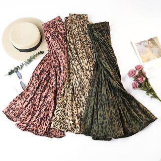 Leopard Pleated Skirt