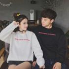 Long Sleeve Couple Floral Print Loose-fit Crewneck Pullover