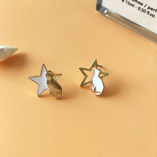 Alloy Cat & Star Earring 1 Pair - Earring - One Size