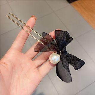 Bow Lace Faux Pearl Hair Stick